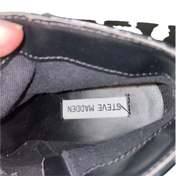 Steve Madden Size 10 Jagat Booties Black Suede Croc Pointed Toe Block Heel Ankle - Picture 9 of 11